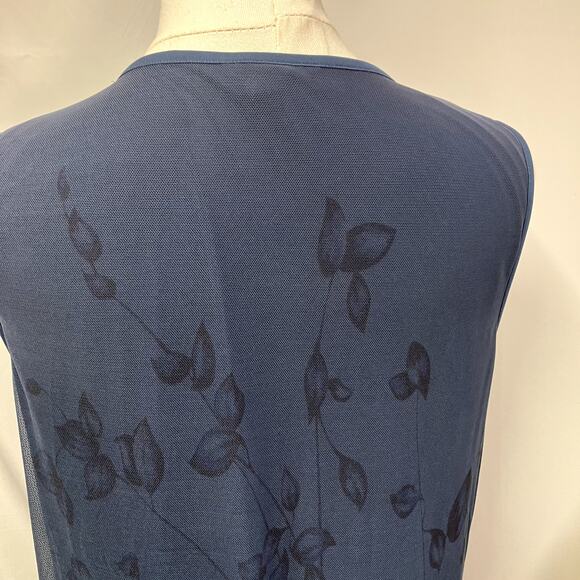 Vintage Tyler Boe Maxi Sheath Dress‎ Womens M Blue Floral Mesh Spring Summer - Picture 10 of 14